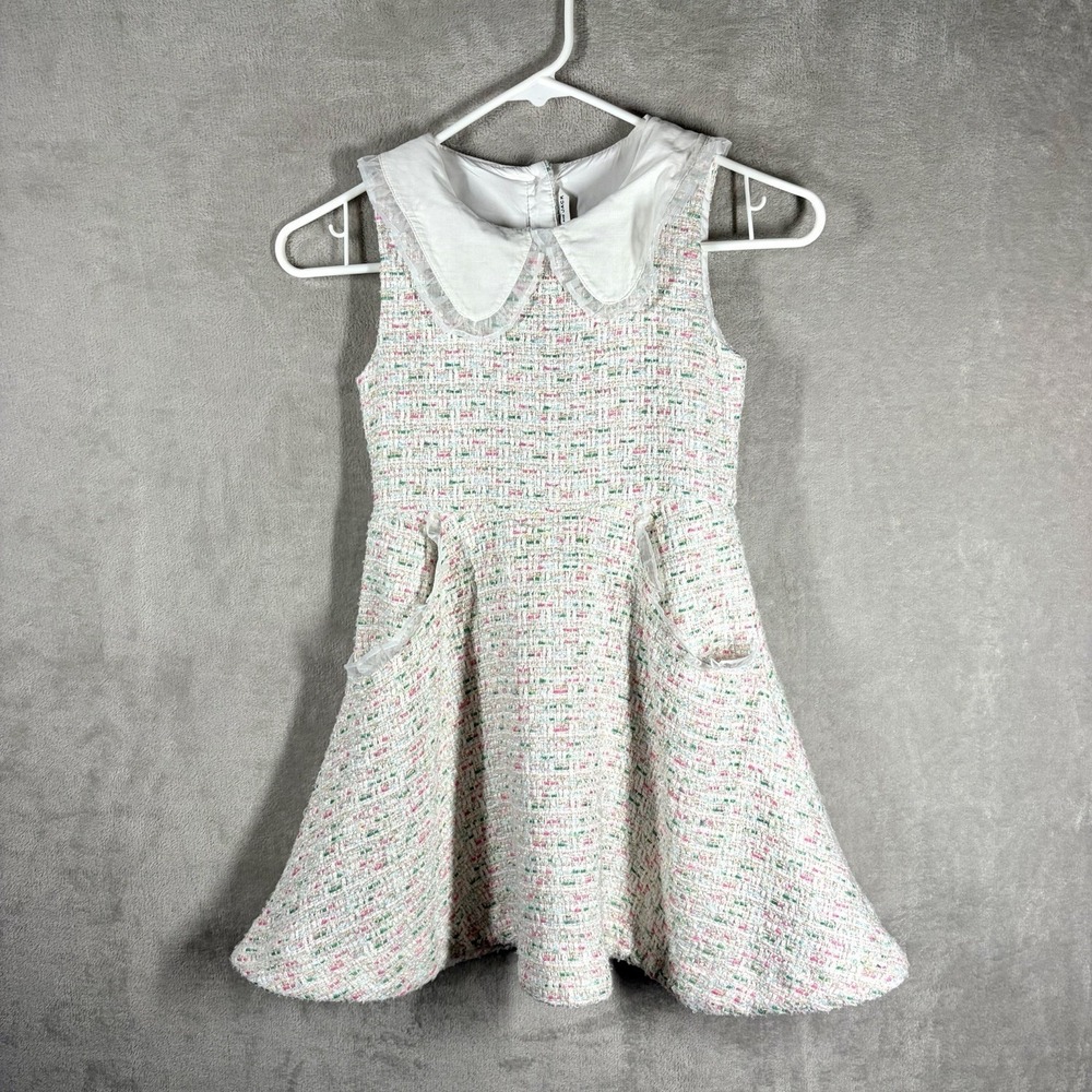 Janie & Jack Pastel Tweed Dress Size 7 Preppy Girlie Old Money Fancy